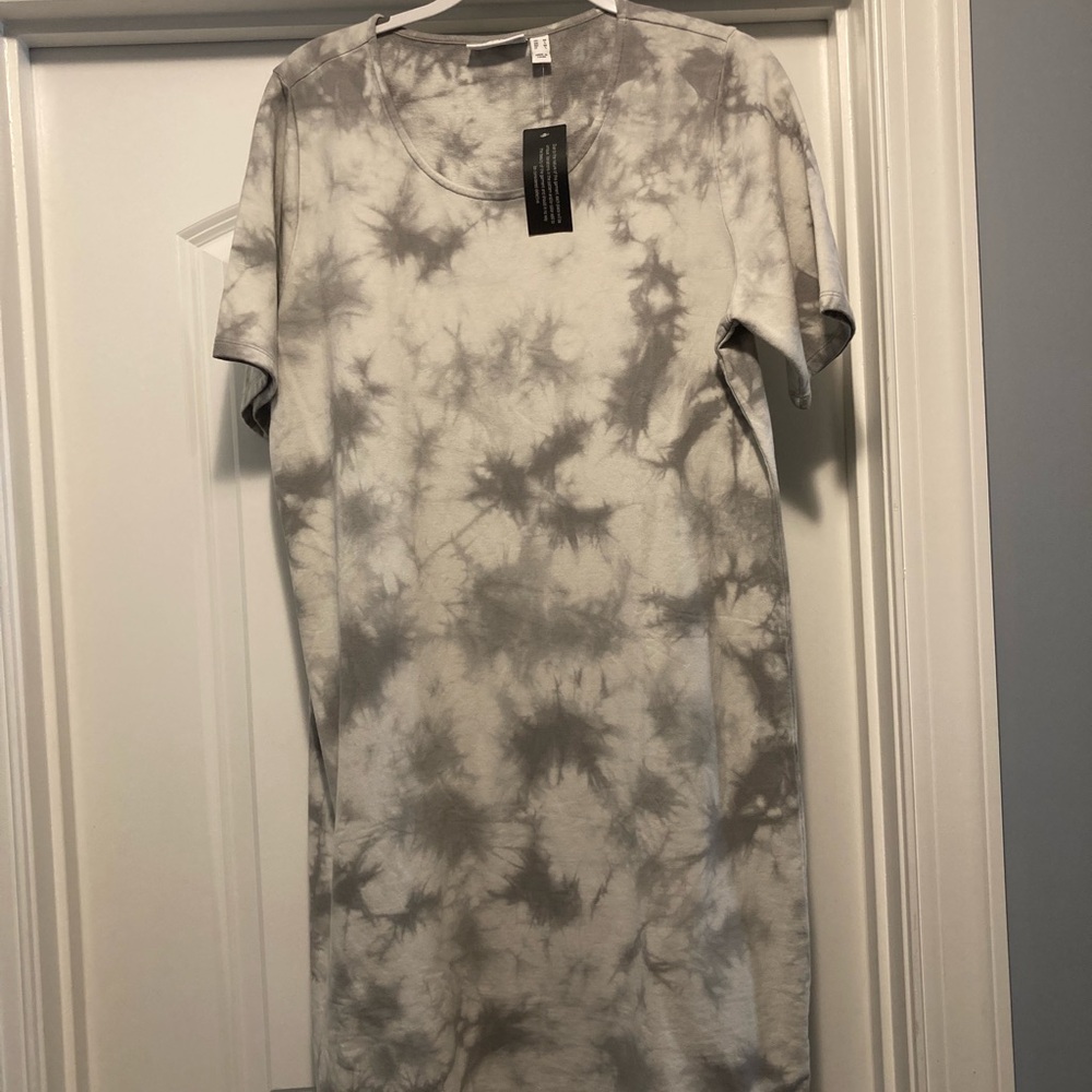 Denim&Co Gray Tie-Dye Mini Dress Brand New